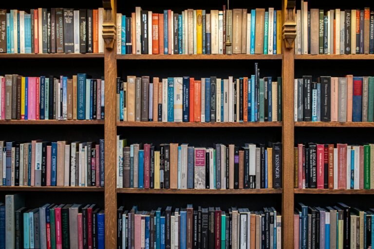 Estantes de biblioteca repletas de livros